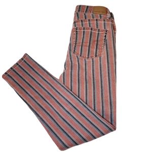 AMERICAN EAGLE | Women's red and blue denim stripe jeans. Size 00 Regular